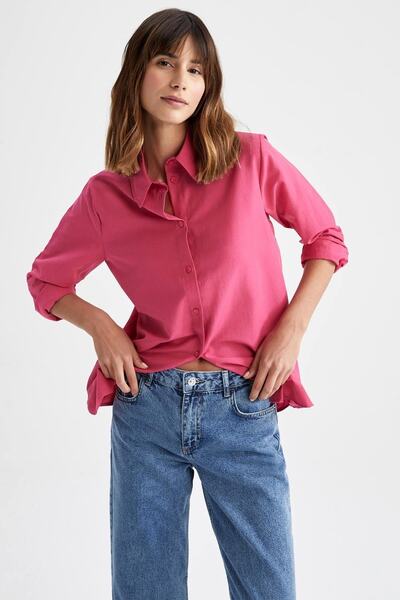 DeFacto Cămașă cu mânecă lungă din popelin, de bază oversize