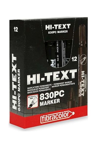 Hi-Text 24 Pieces 830pc Cut Nib Permanent Pen Parcel Pen Black