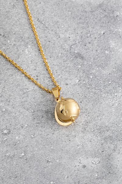 Cenova Jewelry 14 Ayar Altın Minimal Dünya Modeli Erkek Kolyesi