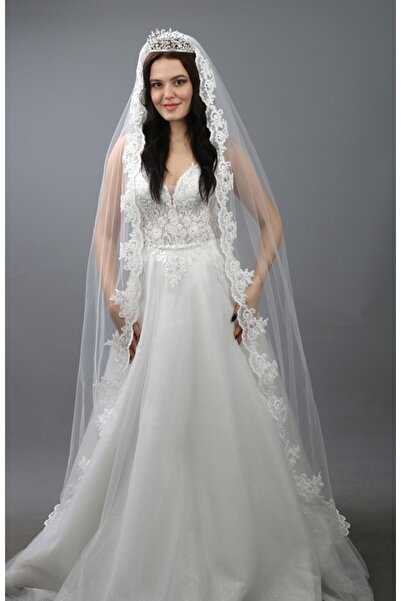 paris in paris Voal lung pentru rochie de mireasa 210 cm lungime dantela fran...