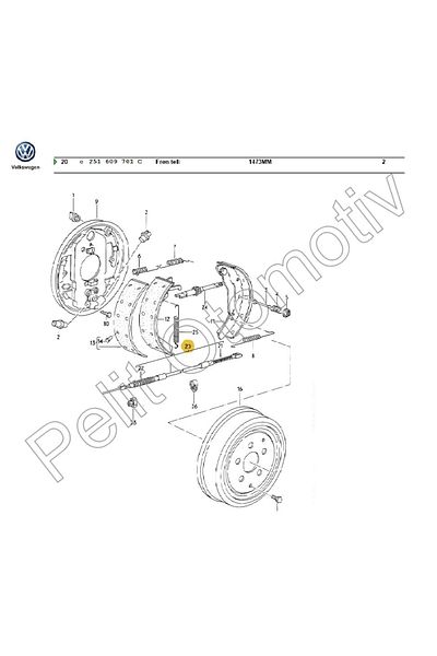 PELİTOTOMOTİV Transporter Hand Brake Wire251609701a -251609701b-251609701c