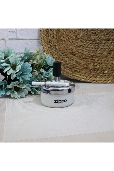 Zippo Scrumieră de lux din metal alb, fără miros, cu capac mobil Scrumieră de calitate