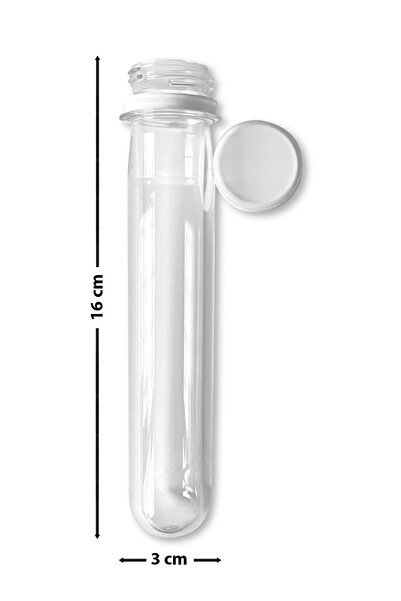 piapolya Çocuklar Için Deney Tüpü | Etkinlik Tüpü | Pet + Kapak | 40ml | 16x3cm