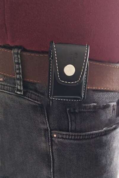 hiçdurmaal Deri Kılıflı Rüzgarda Sönmeyen Manyetolu Metal Gazlı Çakmak 1 Adet