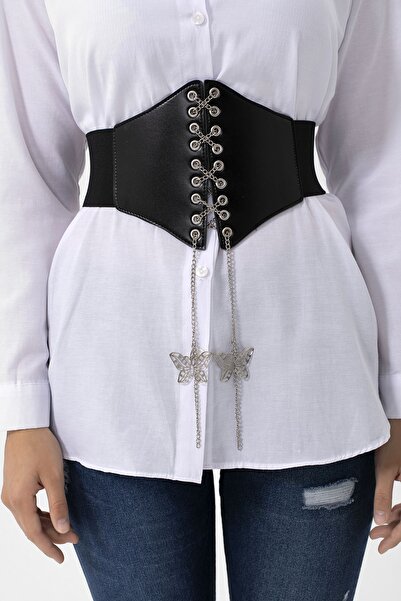 Fiori Γυναικεία ελαστική πλεκτή ζώνη κορσέ με αλυσίδα