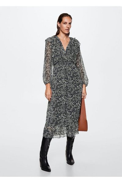 MANGO Woman Chiffonkleid mit Paisley-Print