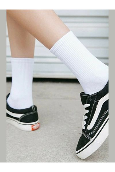 Bonapart 3 Pack Unisex White Plain Tennis College Premium Cotton Sports Socks