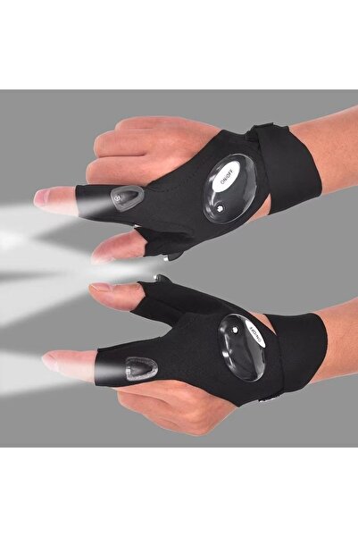 TeknoClass Balıkçı Eldiveni Led Fener El Feneri Kamp Işıldak Fener Eldiven Fe...