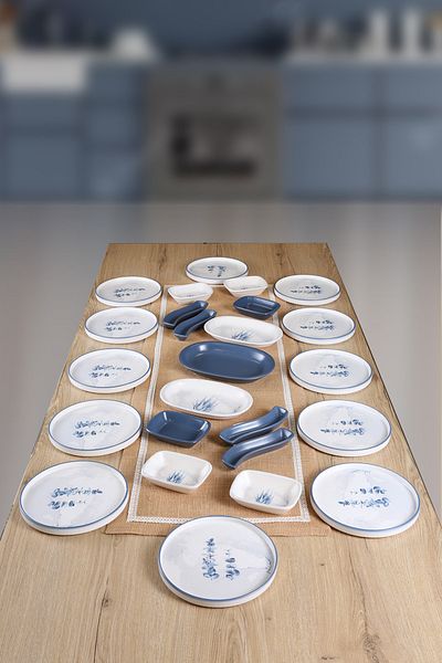 Keramika Buket's House Blue Magic 25 Piece Breakfast Set for 12 Persons