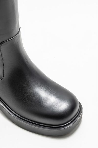 Elle Shoes Γυναικείες καθημερινές μαύρες δερμάτινες μπότες