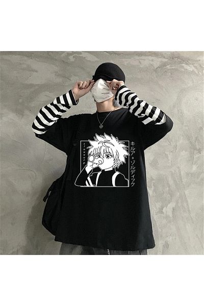 Touz Anime Hunter X Hunter Killua Unisex μπλουζάκι με ριγέ μανίκια
