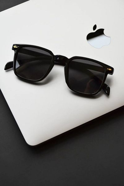 LOOKUP Women's Black Ringed Rectangular Gold Framed Vintage Sunglasses Hg-700-710