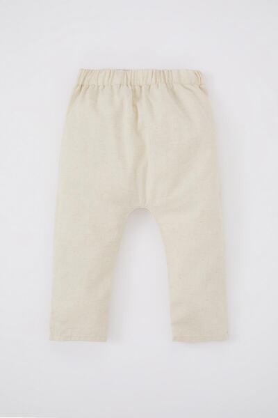 DeFacto Baby Boy Long Sleeve Snap-On Bodysuit Linen Vest Trousers 3-Piece Set