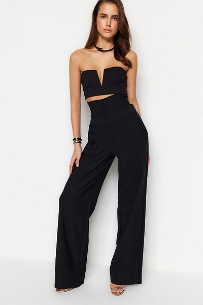 Trendyol Collection Gewebte schwarze Korsetthose - TPRSS23PL00033