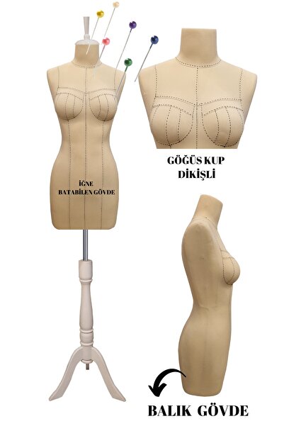 Manken İstanbul Profesyonel 38 Beden İğne Batabilen Balık Göğüs Punto Kup Dik...