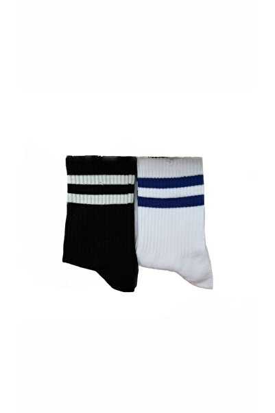 ZENCHES Pachet de 2 șosete de tenis unisex, lavabile, colorate, cu dungi