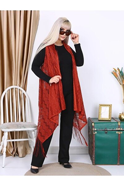 ViolettaXL Women's Plus Size Asymmetrical Cut Tassel Lace Vest