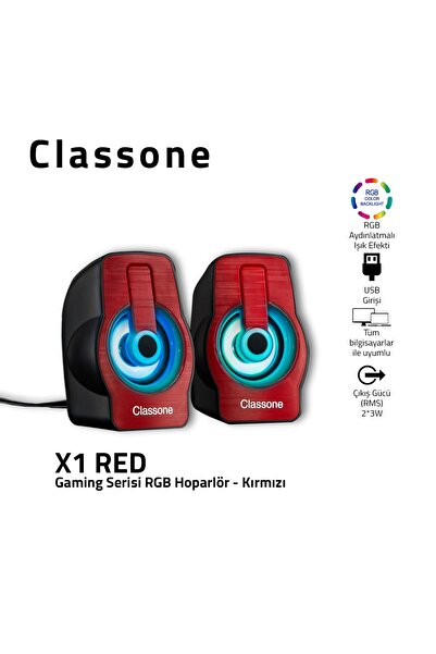 Classone X1 Red Rgb Gamıng Hoparlör-kırmızı