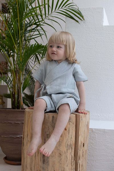Totzee Muslin Long Kimono Jumpsuit Fog Gray
