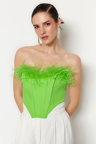 Trendyol Collection Világoszöld Crop bélelt szőtt Otrishi Bustier TPRSS22BS00018