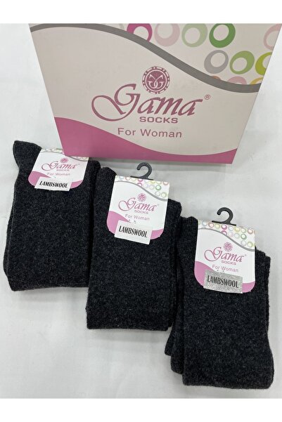 Gama Çorap 3 Pieces Genuine Lamb Wool Long Below the Knee Thick Winter Women's Socks