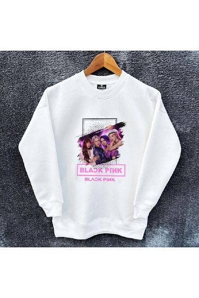 Wolters Outdoors Children's Blackpink Oversize Printed Cotton Long Sleeve Crew Neck Sweatshirt