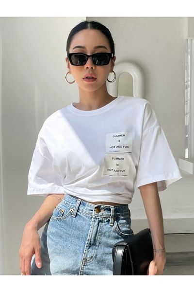 MOONBULL Υπερμεγέθη Λευκό Hot And Fun printed T-shirt