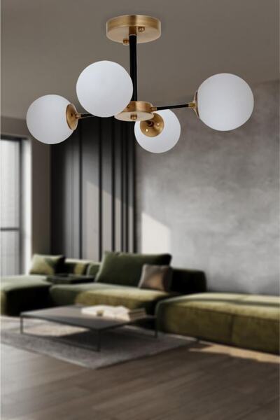 Eray Aydınlatma Topaç 4 Lü Opal Camlı Eskitme Avize