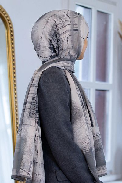 Vissona Γυναικείο σάλι πολυτελείας Medina Silk Grey-3