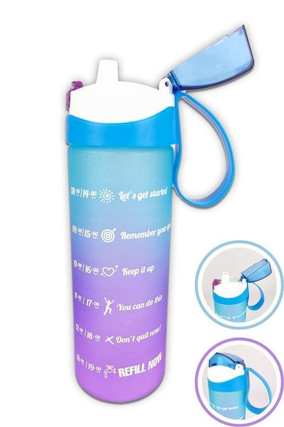 Digithome 750 ml Double Color Size Printed Motivational Healthy Plastic Water Bottle Blue -161670-160 C1-1-139