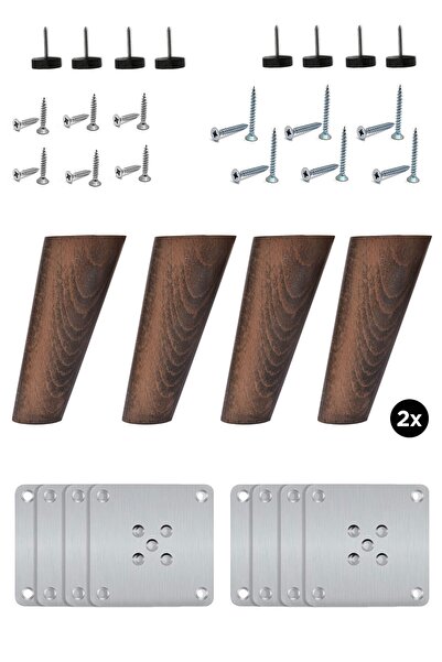 Bestekar Wood Conical Leg - 12 Cm Walnut - 8 Pieces - Furniture, Base, Sofa, ...