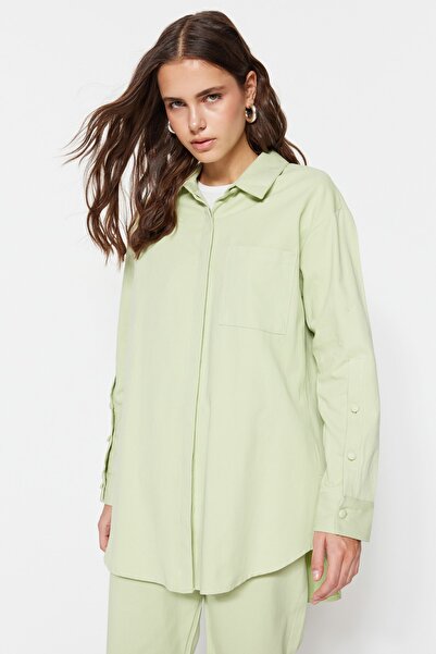 Trendyol Modest Πράσινο υφαντό πουκάμισο-παντελόνι TCTSS23US00065