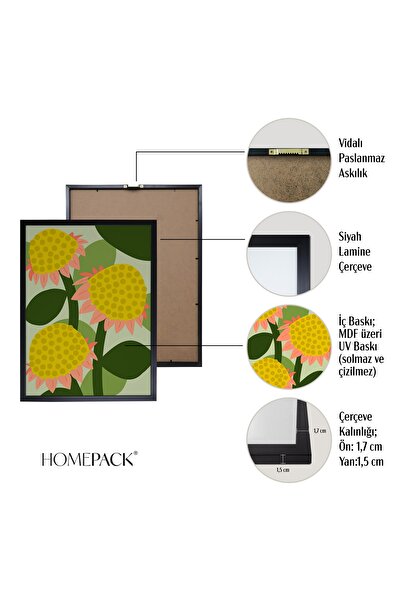 HOMEPACK Siyah Çerçeveli 4'lü Tablo Seti D-007