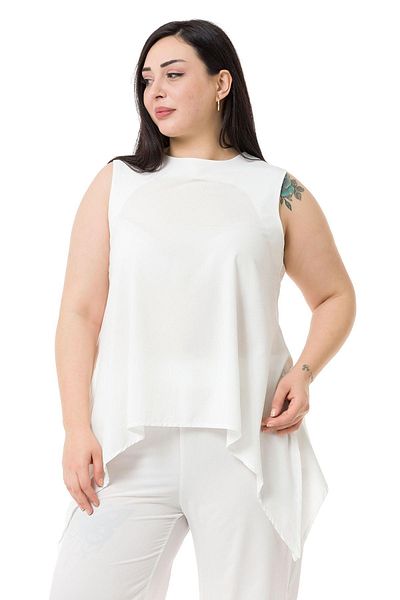DISENTIS MODEST Bluză Plus Size Pantaloni Set Alb