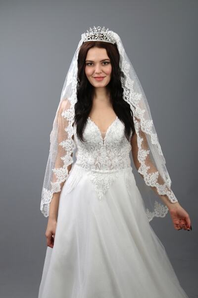 paris in paris Voal de mireasă cu două straturi din dantelă franceză din tul ...