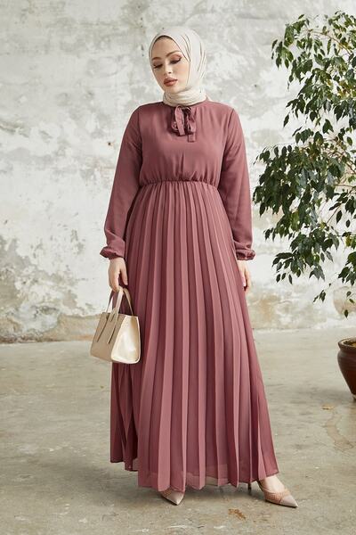 InStyle Φόρεμα Limelda Chiffon με πλισέ - Ροζ