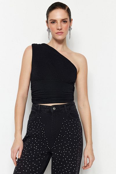 Trendyol Collection Чорне кроп-бюстьє Orme на підкладці з блискітками TPRSS23BS00011