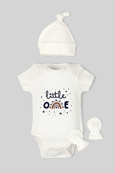 Tuğba Kuğu Jacquard Newborn Body Hat Gloves Set