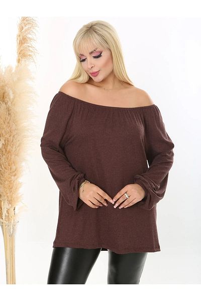 ViolettaXL Women's Plus Size Madonna Collar Flexible Wool Viscose Blouse
