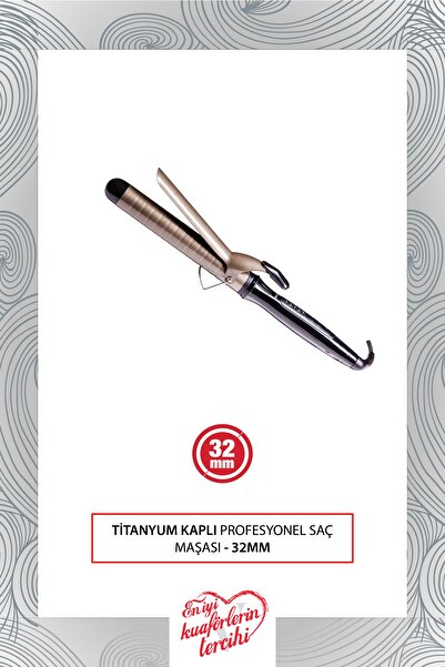 Ventoso Titanyum Kaplı Profesyonel Saç Maşası 32mm Ve Isıya Dayanıklı Maşa Eldiveni