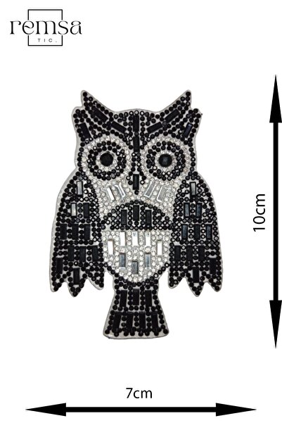 REMSATİC Ütü Ile Yapışan Arma - Patch - Taşlı Baykuş Modeli (7cm X 10cm)