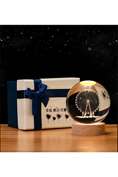 hediyeconcepti Kristal Toplu Ahşap Kaideli Kablolu Usb Dönme Dolap Küre Masa ...