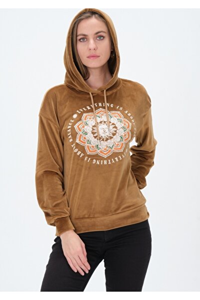 Reyon Kadife Kapüşonlu Sweat