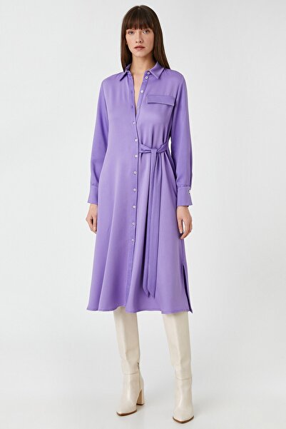 Koton Sukienka koszulowa o długości midi, z kieszeniami i paskiem