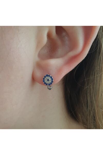 MAGRİB Nazar Boncuklu Gümüş Çocuk Küpesi