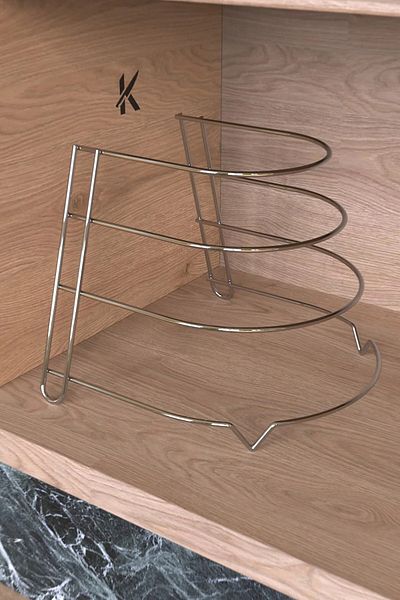 KARTEYA 4-Layer In-Cabinet Pan and Plate Organizer 1st Quality Stainless
