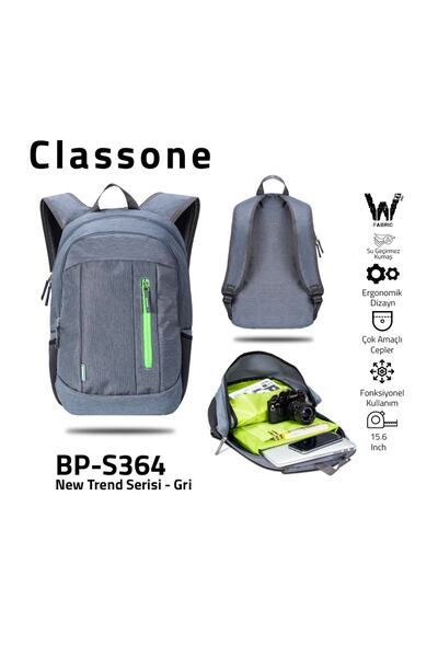 Classone Bp-s364 15,6 Inç Uyumlu Laptop,notebook Sırt Çantası-gri