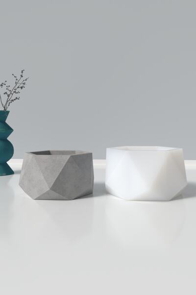 Cageartstudio Dekoratif Geometrik Beton Saksı Silikon Kalıp K2
