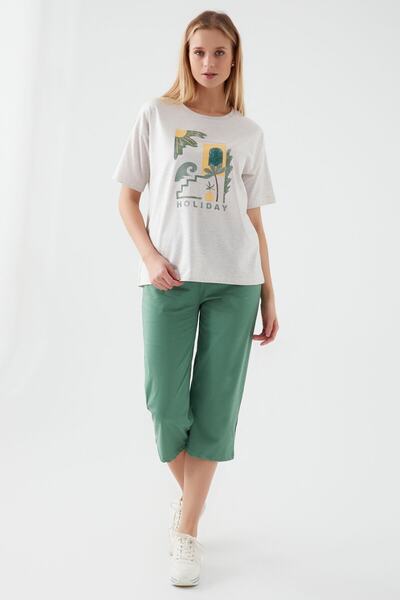 ROLY POLY Rolypoly Holiday Details Beige Melange Women's Capri Suit