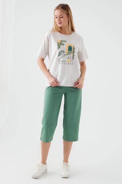 ROLY POLY Rolypoly Holiday Details Beige Melange Women's Capri Suit